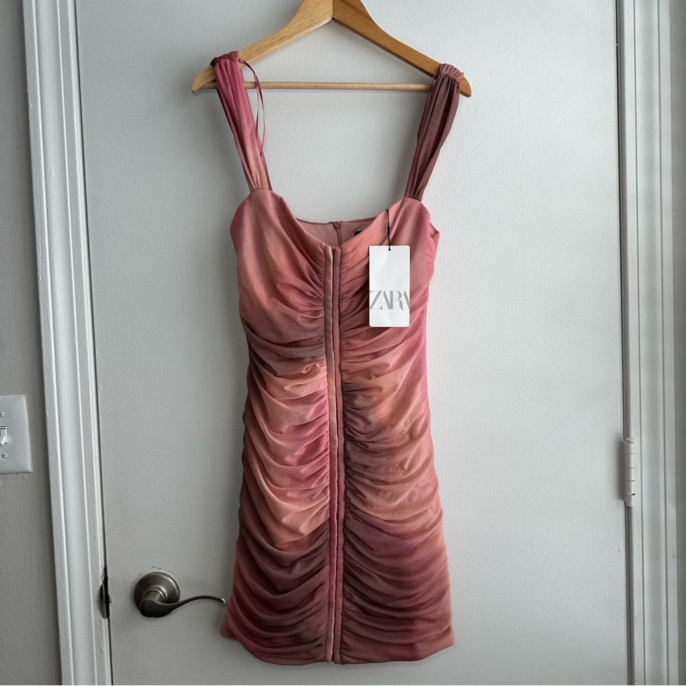 Zara Blush Ruched Mini Dress